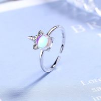 CHENGXUN Teen Girls Rings Silver Color Cute Unicorn Rings Charm Jewelry For Kids Daughter Birthday Wedding Ring