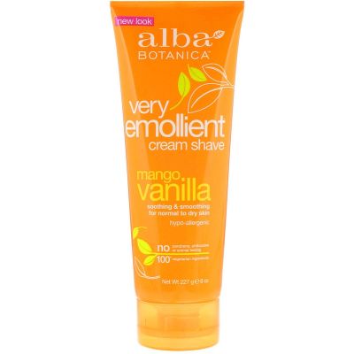 Alba Botanica Alba Natural Shave Moisturizing Cream Mango Vanilla Flavor Soothing Repair Moisturizing 227 g