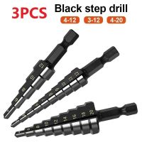 3PCS Hss Nitride Coated Step Drill Bits with 1/4 Hex Shank 3-20mm Step Cone Cutting Tools Steel Wood Metal Drilling Power Set