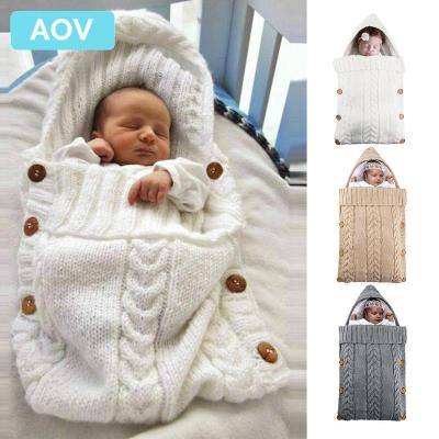 AOVทารกแรกคลอดผ้าห่มถักโครเชต์ฤดูหนาวWarmผ้าหุ้มตัวเด็กถุงนอน