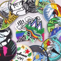 Mountains Patch Iron On Patches For Clothing Thermoadhesive Patches On Clothes Outdoor Adventure Embroidery Patch Sew Applique