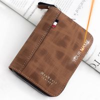 【CC】 New Short Men Wallets Luxury Coin Card Holder Name Print Male Purses Money Mens Wallet