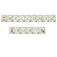 Gender Neutral Indoor Outdoor Welcome Baby Banner Home Garland Hanging Reusable Lightweight Boys Girls Party Decor DIY 15 Flags Colanders Food Straine
