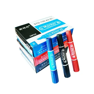 10pcs/set STD-150-A8 Color Oily Marker Quick Drying Waterproof Big Head Pen Black Red Blue Double Head Marker Stationery