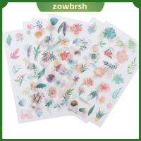 ZOWBRSH 30sheets หลากสี สติกเกอร์ติดผนัง กระดาษ Washi สติ๊กเกอร์รูปดอกไม้ สติกเกอร์ตกแต่งลาย สติกเกอร์รูปนก ดีไอวาย