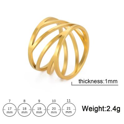 Cooltime แหวนเรขาคณิตสีทองทรงกลวงสำหรับผู้หญิงแหวนคู่รักเทรนด์2023สแตนเลสแบบน้อยเครื่องประดับวันเกิด S
