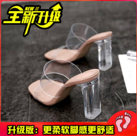 Summer Women Pumps Sandals PVC Jelly Slippers Open Toe High Heels Women Transparent Perspex Slippers Shoes Heel Clear Sandals