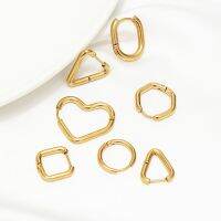 10Pcs Stainless Steel Geometry Shape Thick Wire Hoop Earrings Piercing Earrings for Jewelry Making Gold Color Ear Accessory