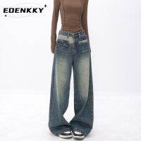 กางเกงขายาว กางเกงยีสน์ผู้หญิง ทรงหลวม ๆ ตรง Retro Hip Hop Pants 2023 NEW Style A27L0AV EOENKKY