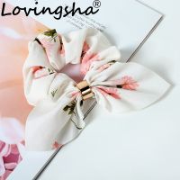 LOVINGSHA Cute Rabbit Ear Floral Women Hair Accessories Elastic Hair Band Hair Rope For Girls Rubber Band Tie Hair Scrunchies