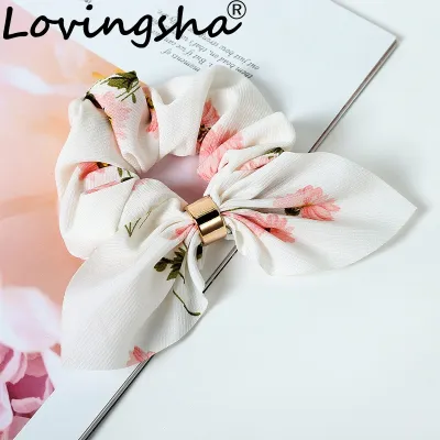 【CC】☍∋♕  LOVINGSHA Ear Floral Hair Accessories Elastic Band Rope Rubber Tie Scrunchies