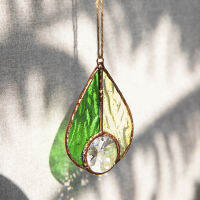 H &amp; D Tear Drop Shaped Stained Glass Suncatcher Rainbow Maker หน้าต่างแขวนเครื่องประดับจี้ตกแต่งสำหรับ Home Garden รถ Charm