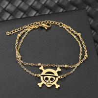 Stainless Steel Bracelets Anime Pirate Skeleton Pendant Chain Charms Multi-layer Bead Bracelet For Women Jewelry Gifts One Piece