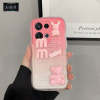 AnDyH เคสโทรศัพท์สำหรับ OPPO Reno 8 Pro 5G,เคส3D ตัวอักษรหมีน่ารักออกแบบมาเพื่อป้องกันกล้องซิลิโคนนิ่มไล่ระดับสีแบบพรีเมี่ยมป้องกันด้านหลังเป็นเคสคู่