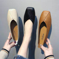 [ส่งเร็วพิเศษ!] รองเท้าหนังผู้หญิง WaWa&amp;Womens Cut-Cut shoes Modern ส้นตื้น รองเท้าเกาหลี ทรงสวย ใส่ได้ทุกโอกาส (nx103)