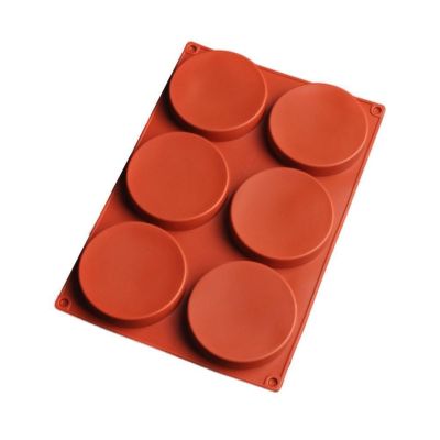 6-Cavity Large Cake Molds Silicone Round Disc Resin Chocolate Bakeware Non-Stick Coaster Baking Mold For Candy U6Q0