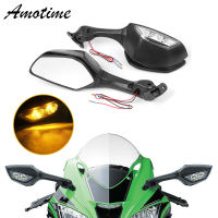 รถจักรยานยนต์มองหลังกระจกมองหลังด้านข้างพร้อมไฟเลี้ยว LED สำหรับ Kawasaki Ninja ZX-10R ZX10R ZX 10R 2011 2012 2013 2014