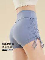 Cross-border movement of yoga shorts female draw string adjust running high waist shorts quick-drying peach buttock fitness yoga hot pants