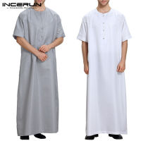 2022 New Muslim Style Mens Robe Kaftan Dress Abaya Arab Clothing Islamic Ropa Arabe Hombre Bathrobe Lounge Gown Masculina Dress