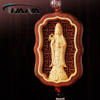 Tiyana wood Car Accessories Hollow Guan Yin Buddha Kwan Yin Statue for Car Decoration Home Gift Pendant Romm Decor.