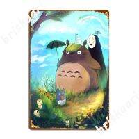 Zhongqingshop Totoro ป้ายโลหะภาพจิตรกรรมฝาผนังตลก Plaques Club Bar โปสเตอร์ดีบุก-อะนิเมะยอดนิยม Decor สำหรับ Home, Office หรือ Dorm Room