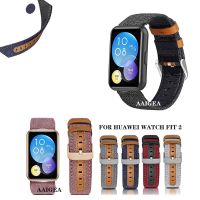 Tali Kain Kanvas Tali Kulit Asli dengan Konektor untuk Jam Tangan Huawei Fit 2