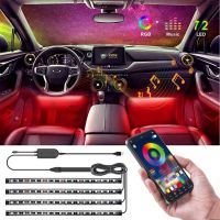 Neon Car Interior Ambient Foot Light with USB Wireless Remote Music App Control RGB 48 LED Atmosphere Decorative Lamp