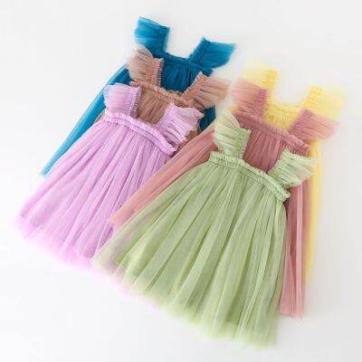 〖jeansame dress〗ฤดูร้อนน่ารักแขนกุดสาย Tulle เด็กสาววันเกิดสาวปาร์ตี้ชุดเด็ก Girl12M-6T