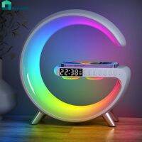 15W LED บรรยากาศ RGB Light Wireless Charger นาฬิกาปลุกโคมไฟตั้งโต๊ะลำโพงบลูทูธพร้อม APP Control สำหรับ iPhone 14 13 12 11 8 Home home