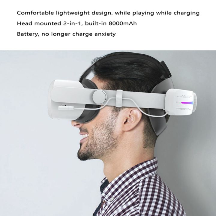 1-piece-head-strap-with-8000mah-battery-for-oculus-quest-2-extend-playtime-adjustable-elite-strap-vr-replacement-parts-white