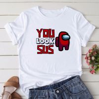 Among Us Game YOU LOOK SUS Printed T Shirt Women Streetwear Harajuku Women Tshirt Anime Cartoon Aesthetic T-shirts Women Top  BMMH