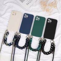 【Great. Cell phone case】[เยี่ยมมากเคสโทรศัพท์มือถือ [พร้อมส่ง] เคสมือถือแบบนิ่มสร้อยคอหินอ่อนเชือกเส้นเล็กสไตล์เกาหลีเคสโทรศัพท์ iPhone 12 11 Pro Max Mini XR XS 7 8 Plus เคสหรูหราสีฟ้าเขียวจรวดสีขาว