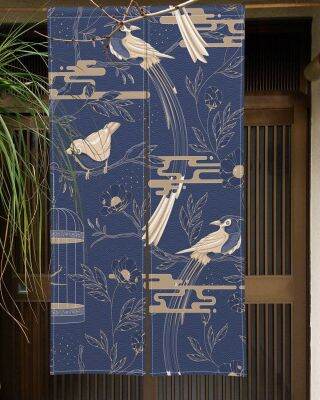 Fashion 2023 Traditional Chinese flower doorstep Noren Japanese doorstep prints ink door for kitchen partition doorstep