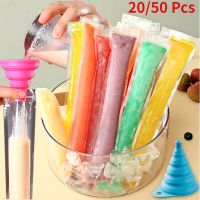 Disposable Ice Popsicle Bags Reusable BPA Free Freezer Ice Cream Sticks with Zip Seals and Funnel DIY Yogurt Juice Ice Pop Mold Ice Maker Ice Cream Mo