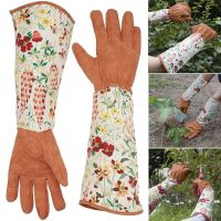 1 Pasang Sarung Tangan Bersirkulasi Sarung Tangan Kebun Kulit Imitasi Motif Bunga untuk Wanita Sarung Tangan Pembersih Antiselip Sarung Tangan Berkebun Rumah Tangga