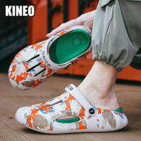 KINEO รองเท้าท่อนล่างหนาสำหรับผู้ชาย,รองเท้า Sepatu Kebun ระบายอากาศได้ดีรองเท้าแตะสไลด์ลื่นในฤดูร้อนรองเท้าเดินในบ้านลำลองสำหรับกลางแจ้งและในร่ม