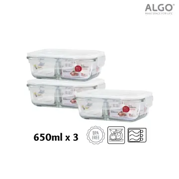 Algo Glass Food Container with Divider 1L