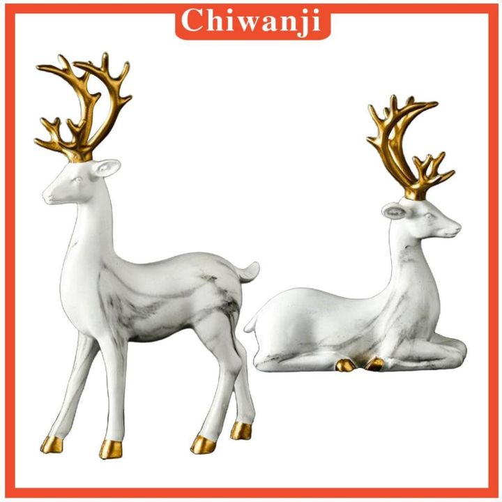 chiwanji-โมเดลเรซิ่นรูปปั้นกวาง-2-ชิ้น