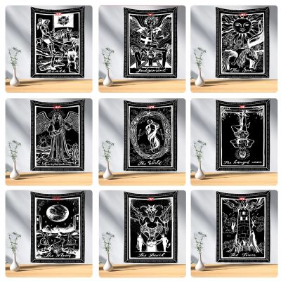 Black And White Psychedelic Tarot Tapestry Wall Hanging Bohemian Witchcraft TAPIZ Hippie Room Dormitory Home Decor