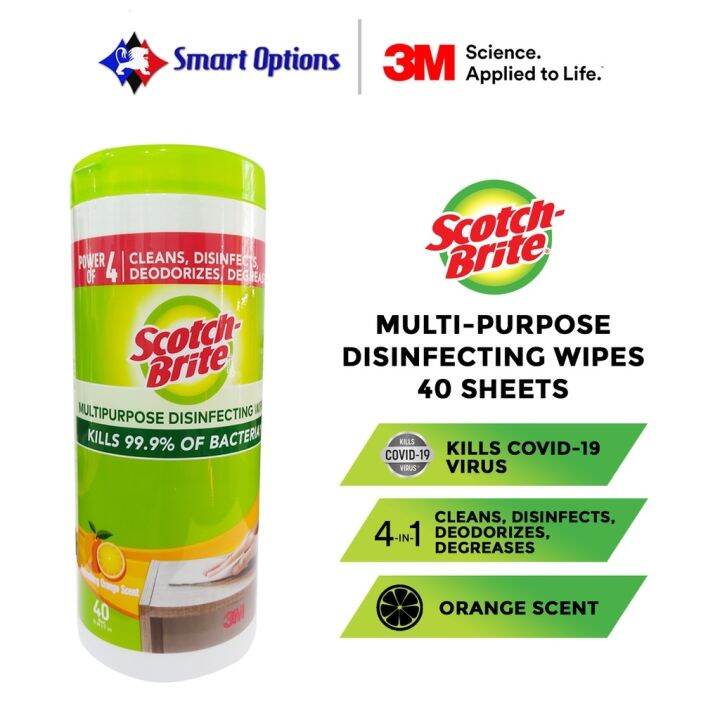 3M SCOTCHBRITE MULTIPURPOSE DISINFECTING WIPES 1CAN/40SHEETS Lazada PH