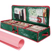 Wrapping Paper Storage Bag Under Bed Heavy Duty Tear Proof Christmas Gift Rolls And Ribbon Holder With Two Clear Pocket For Gift