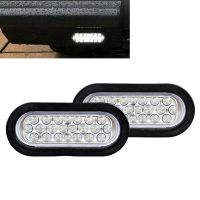 2Pcs 6 Inch Oval White 22 LED Truck Reverse Tail Lights for Truck Trailer Warning Light Transparent Daytime Running Lamp