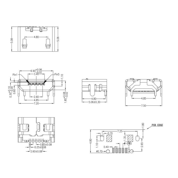 ไมโคร-usb-5pin-ประเภท-b-ขั้วต่อหลอดไฟ-led-4-85แตรประเภท-b