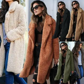 Long teddy bear coat on sale womens