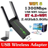 Adaptateur USB Wi-Fi Bluetooth AC1300Mbps carte réseau sans fil bande touristes 2.4GHz et 5.8GHz Wi-Fi 5 USB ordinateur de bureau ordinateur portable Windows 10/11