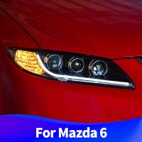 ชุดไฟหน้าสำหรับ Mazda 6 2002-2008 Mazdaspeed 6 LED ไฟวิ่งกลางวันไฟเลี้ยว Xenon ไฟต่ำ Mazda6ไฟหน้า