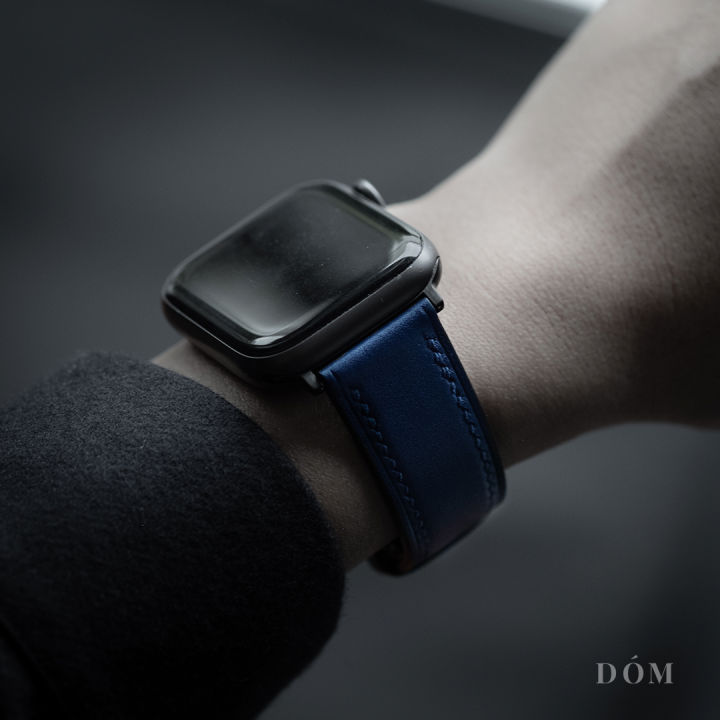 สายนาฬิกา-apple-watch-dom-type-01-deep-blue-สายนาฬิกาหนังแท้-italian-fine-grain-สายแอปเปิ้ลวอชหนังแท้