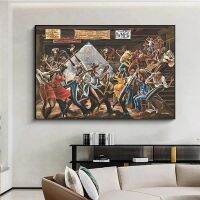 บทคัดย่อ Ernie Barnes Sugar Shack โปสเตอร์แอฟริกันอเมริกัน Dance Party พิมพ์ภาพวาดผ้าใบ Wall Art Home Decor