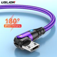 ☍ USLION 180 Rotate 3A Micro USB Cable For Samsung Huawei Xiaomi Mobile Phone Fast Charging Micro USB Cable Wire Charge Data Cable