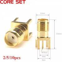 บัดกรีแบบแจ็คตัวเมียคลิปหนีบ Pcb แบบตรงชุบทองตัวเชื่อมต่อแบบ Rf สำหรับหัวต่อรับสัญญาณบัดกรี2/5/10ชิ้น